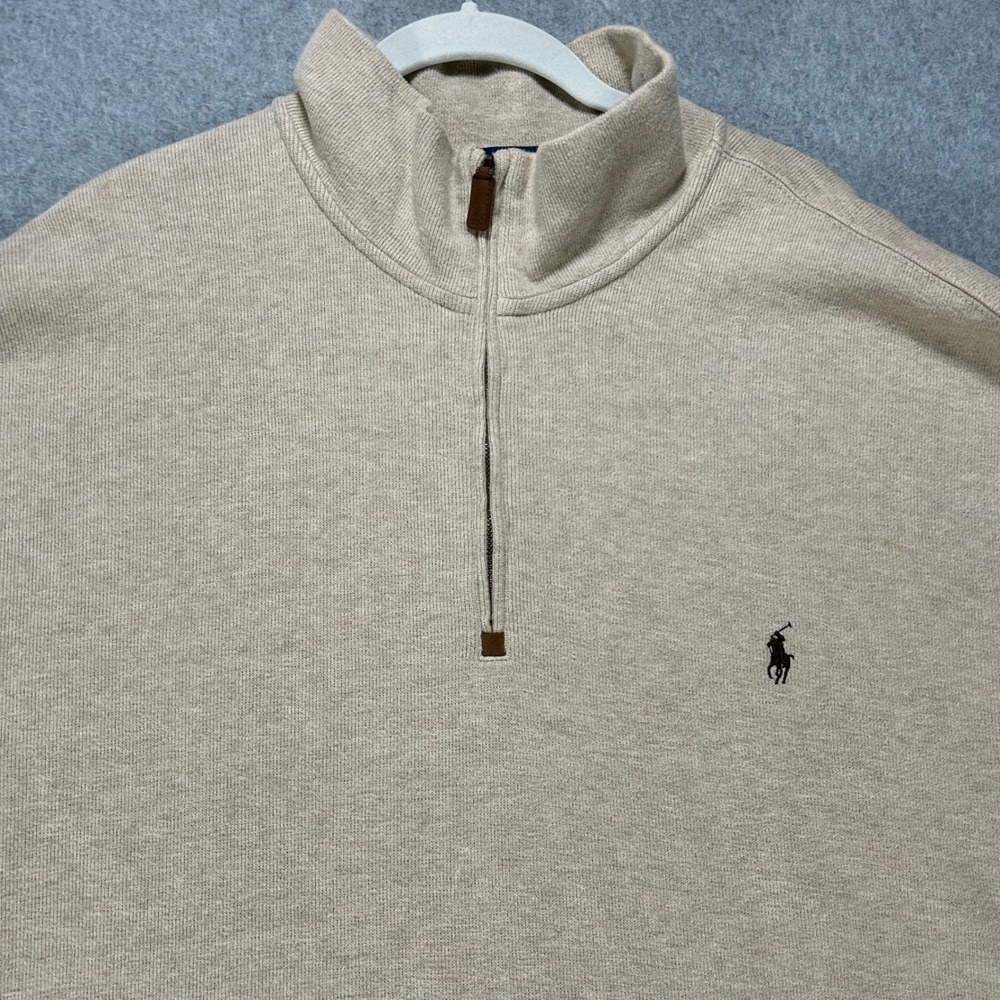 Polo Ralph Lauren Pullover Quarter-Zip Mens 2XLT Tan Preppy Classic